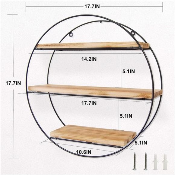 Floating Shelves Wall Mounted Hanging Shelf Hexagon Rustic Farmhouse Shelves - Picture 2 of 6